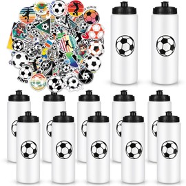 RhythmFit 12 Pack Soccer Water Bottle Bulk with 300 PCS Stickers 20 oz Reusable BPA-Free Water Bottles for Boys Sports Squeeze Bottles Soccer Party Favors Gifts For Team