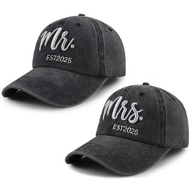 TypasTdqk Mr and Mrs Gifts for Men Women, Mr Mrs 2025 Hat, Wedding Registry Gifts Baseball Cap, Honeymoon Engagement Party Decorations for Couples Wife Hubby Black Black
