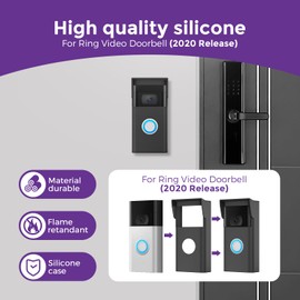 Silicone Skin Cover Compatible with Ring Video Doorbell 2nd Gen (2020 Release) Outdoor Doorbell Protector with Sun Visor Waterproof & UV Resistant Dustproof Silicone Case for Ring Smart Home Security
