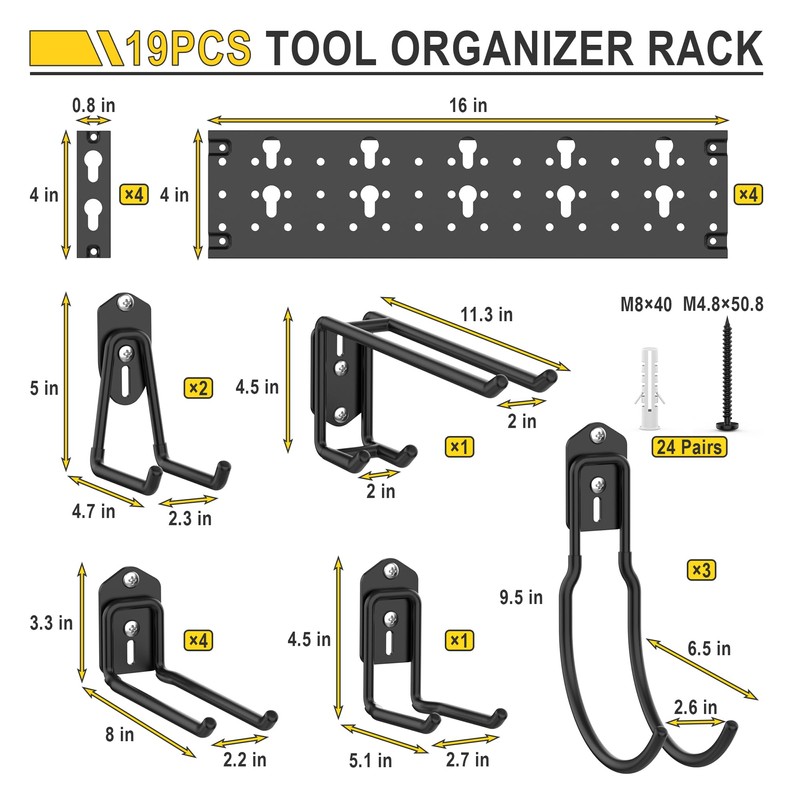 Ultrawall Garage Storage Organization, Versatile Storage Hooks Garden Tool Organizer