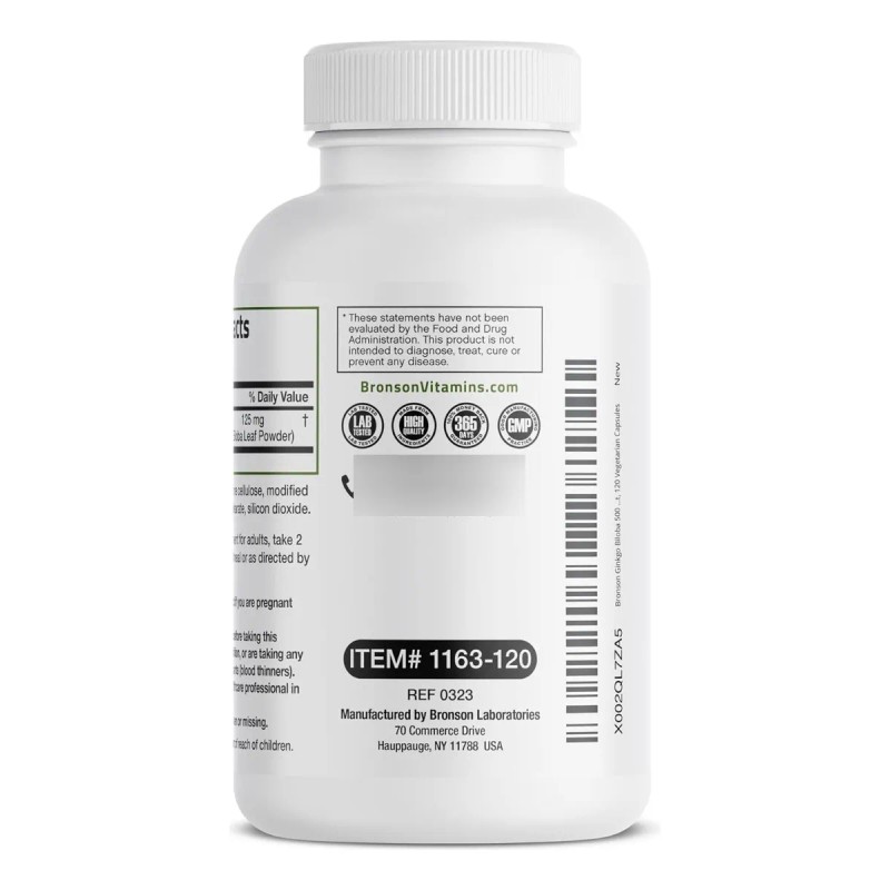 Ginkgo Biloba Bronson 120 Cápsulas Sabor Sin Sabor