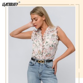 LEACOOLKEY Women Reversible Leather Belt for Jeans Pants Fashion Two-In-One Gold Buckle Ladies Dress Belt（Black/Brown,Suit Waist Size 42"-46" ）