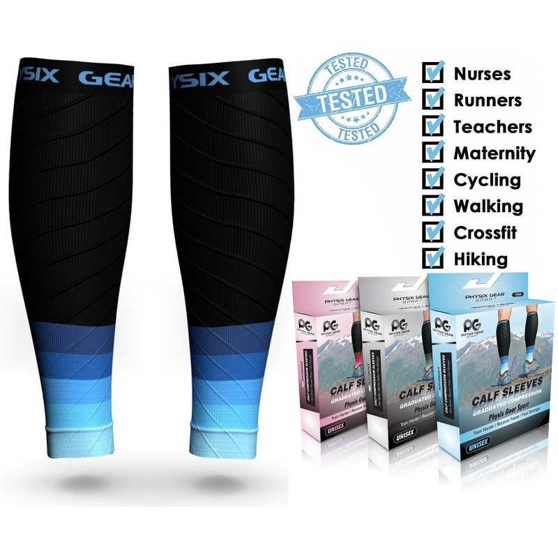 Physix Gear Calf Compression Sleeves - Shin Splint Support for