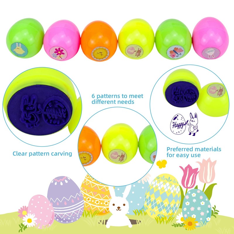 12Pcs Easter Egg Stampers Set, Stamps for Crafting, Easter Toys,