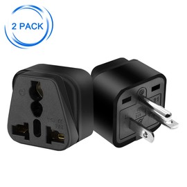 Strhowill (2pack) NEMA 6-20P Plug Adapter,American US NEMA 6-20P Electrical Plug Adapter,US 3 pin Plug to Universal 3 Holes Socket Power Converter for NEMA 5-15P/5-20R/6-15P/6-20P/ EU/AU/US/UK (Black)