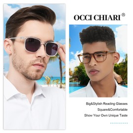 OCCI CHIARI XL Sunglasses with Readers for Men Large Head Comfortable Sun Reading Glasses 1.0 1.25 1.5 1.75 2.0 2.25 2.5 2.75 3.0 3.5(2.0x Clean)
