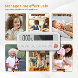 Visual Kitchen Timer Stopwatch with Progress Bar, Fast-Set Hour Minute Seconds Timer, Silent or Loud Alarm, Magnetic Suction, Countdown and Countup Timing, 12H/24H Time Display