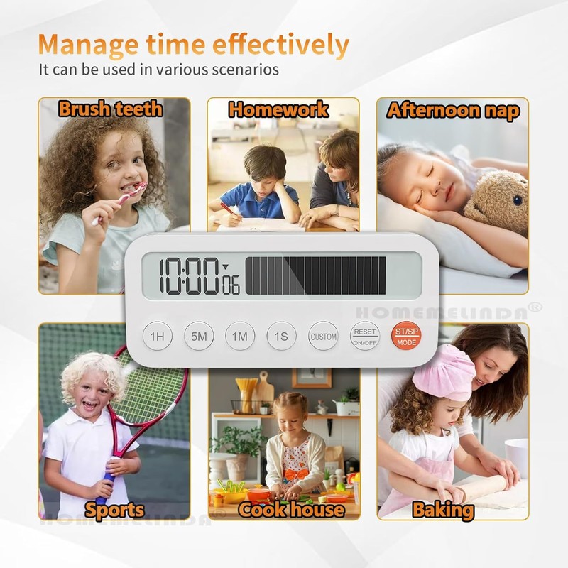 Visual Kitchen Timer Stopwatch with Progress Bar, Fast-Set Hour Minute