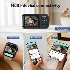 Envilink Smart Video Baby Monitor,2.8inch Display,1080p Camera,1500ft Long Range,WiFi On/Off Switch,Night Vision,Feeding Clock,Temperature Detection,2-Way Talk,Free Smart Phone App