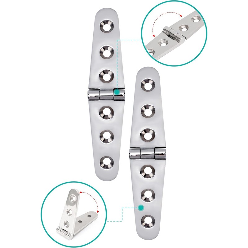 2pcs Heavy Duty Strap Hinge with Holes, Marine Strap Hinge