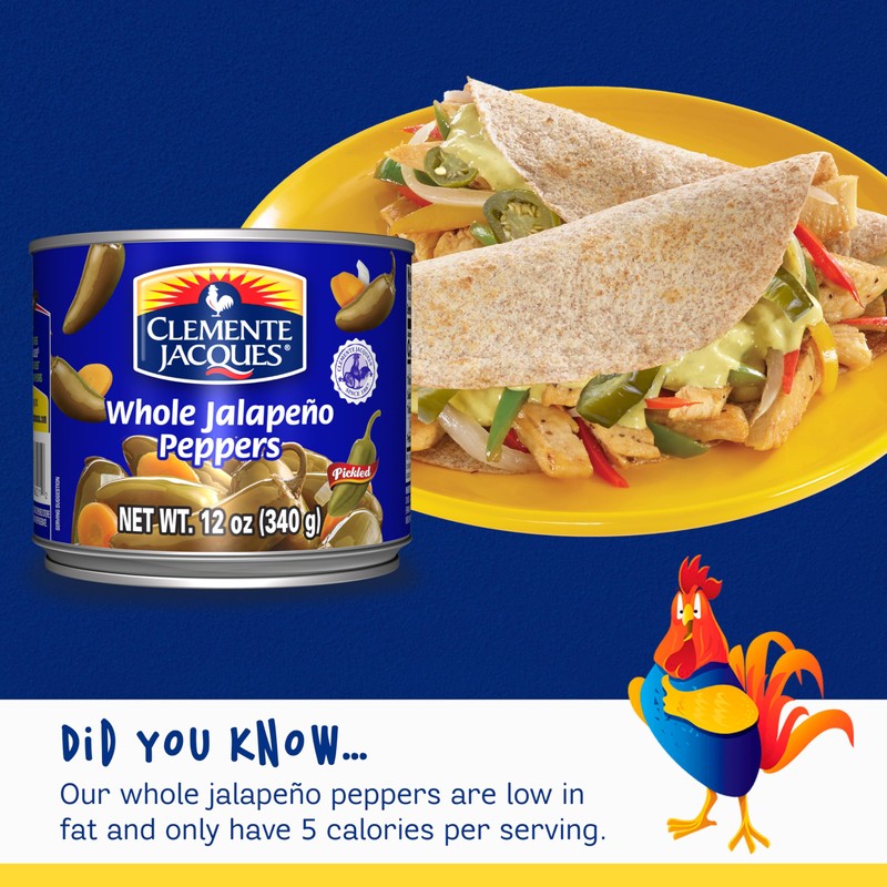 Clemente Jacques Whole Jalapeno Peppers, 12 oz (Pack of 12)