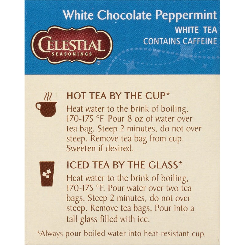 Celestial Seasonings White Chocolate Peppermint White Tea Bags 20 tea