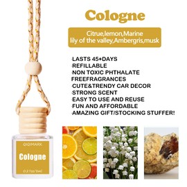 Car Air Freshener Hanging, Essential Oil Diffuser for Car, Hanging Car Air Freshener, Long Lasting Automobile Aromatherapy Diffuser Bottle, Aromatic Bliss On the Go (2pcs COLOGNE)