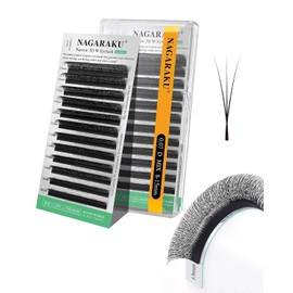 NAGARAKU Extensiones de Pestañas Estrechas 3D W Pre Armadas Pestañas De Trébol 3d Con Espacio Pequeño Imitación de Visón mate Negro 12 filas Suaves Naturales - 0,07D Curvatura 8-15 mm Mixto