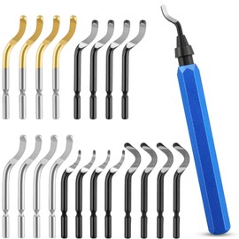 Foydream Pack of 22 Deburring Metal 360° Rotating Deburring Tool, Metal Handle Hand Deburring with 21 Replacement Blades, for Plastic, 3D Printer Accessories, Aluminium, Stainless Steel