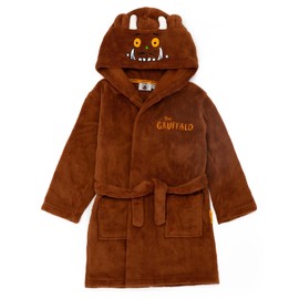 Gruffalo Kids Hooded Bathrobe | Brown Costume Dressing Gown For Boys & Girls | Cosy Story Book Fleece Loungewear Bathrobe | Cute Nightwear Apparel Gift for Children & Toddlers