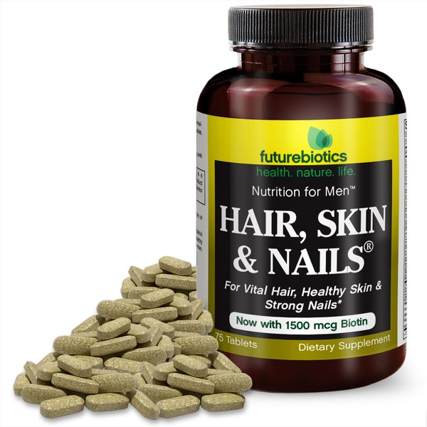 Futurebiotics Hair, Skin, & Nails Nutrition for Men, 75 Vegetarian Tablets