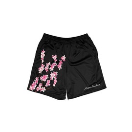 Black Cherry Blossom Mesh Shorts - Size: MEDIUM, Color: Black
