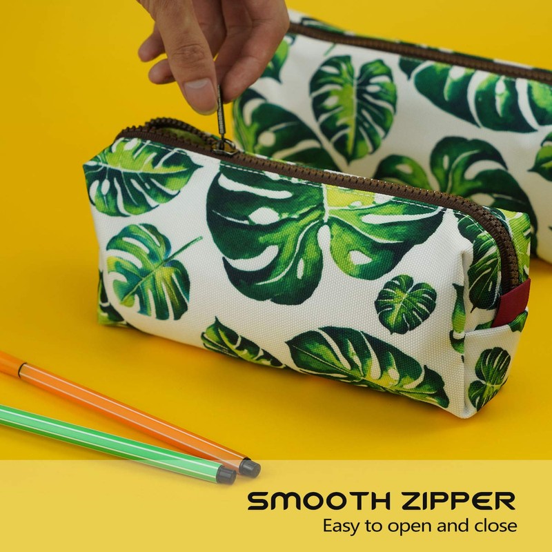 LParkin Tree Leaves Large Capacity Canvas Pencil Case Pen Bag