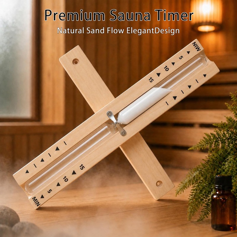 Sauna Sand Timer 15 Minute Wooden Rotating Heat Resistant Accurate