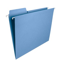 Smead FasTab Hanging File Folder, 1/3-Cut Built-in Tab, Letter Size, Blue, 20 per Box (64099)