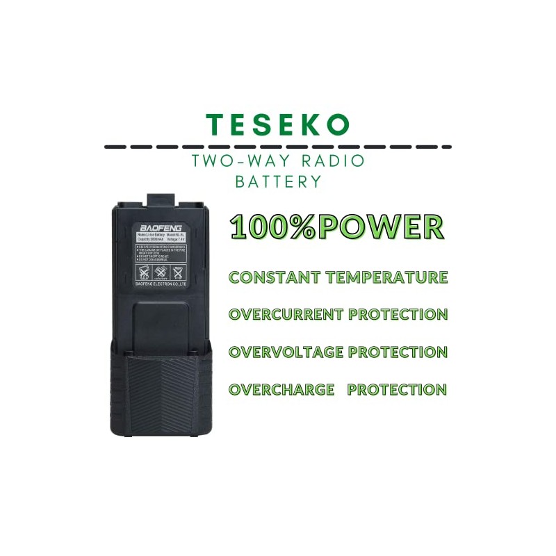 Teseko 5-Pack UV-5R BL-5L 3800mAh Extended Battery for BaoFeng UV-5R