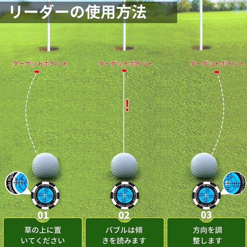 aninako Golf Marker, Blue Level, Magnetic, Putting Guide, High Precision,