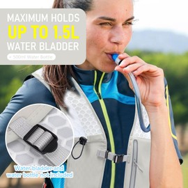 Running Vest with Water Bottles for Women & Men,Breathable Hydration Vest with Reflective Strips,Lightweight Running Backpack for Hiking & Biking (Gray, One Size)