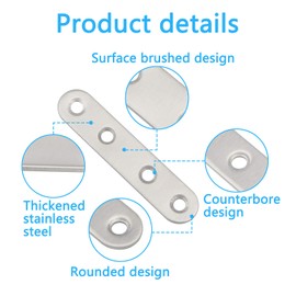 Pxyelec 20pcs 3 inch Stainless Steel Flat Mending Repair Plate Bracket Connector, Flat Straight Brace Fixing Repair Plated Joint Bracket