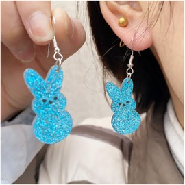 Easter Earrings for Women Funny Easter Rabbit Earrings Rabbit Dangle Earrings Cute Easter Bunny Earrings Spring Earring Easter Holiday Jewelry, Medium, Leather, No Gemstone