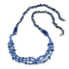 Avalaya Long Multistrand Glass and Semiprecious Stone Necklace In Blue/