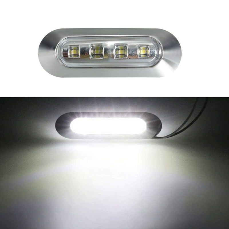 ALFU 10PCS White DC12V-24V 4 LED Side Marker Indicator Lights