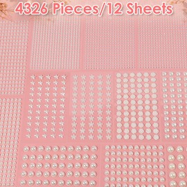 shynek 4326Pcs Self Adhesive Pearl Stickers for Crafts, Stick on Pearls Gems for Hair, Face, Makeup, Crafts, Assorted Styles and Sizes