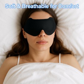 Sleep Mask for Side Sleeper, Zero Pressure Eye Mask for Men Women, 3D Contoured Light Blocking Sleep Eye Mask, Adjustable and Travel Comfort
