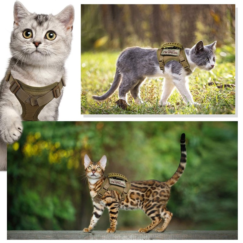 Tactical Cat Harness for Walking Escape Proof, Soft Mesh Adjustable