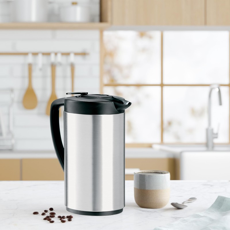 OGGI Oval Carafe Glass Liner - Stainless Steel Body, 1