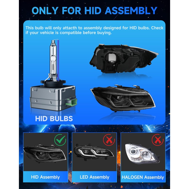 TLEVELCL Fit for Chevy Camaro Impala Corvette D3S HID Xenon