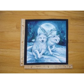 Robert Kaufman Winter's Wildlife Wolves Full Moon Cotton Quilt Fabric Block 10 3/4" x 9 1/2"