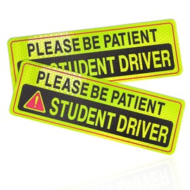 Ziciner 2 PCS Student Driver Magnet for Car, Reflective New Driver Vehicle Safety Signs, Please Be Patient Student Driver Magnet Decals, Beginner Safety Warning Bumper Magnet Signs (Style 3)