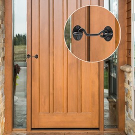 lohey 2PCS 4 Inch Hook and Eye Latch, Heavy Duty Gate Latch Cabin Hook, Stainless Steel Door Lock Internal for Shed, Garden, Patio, Door, Bathroom (Black)