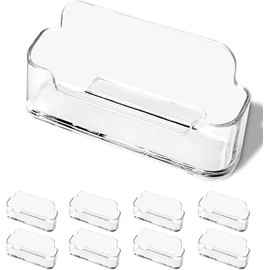 HIMOMO Acrylic Desktop Business Card Stand, Set of 8, Desk Business Card Holder, Large Capacity, Clear, Horizontal Stand, Transparent, Card Holder, Desk Business Card Holder, Office, Office Room, Reception, Shop, Exhibition and Briefing