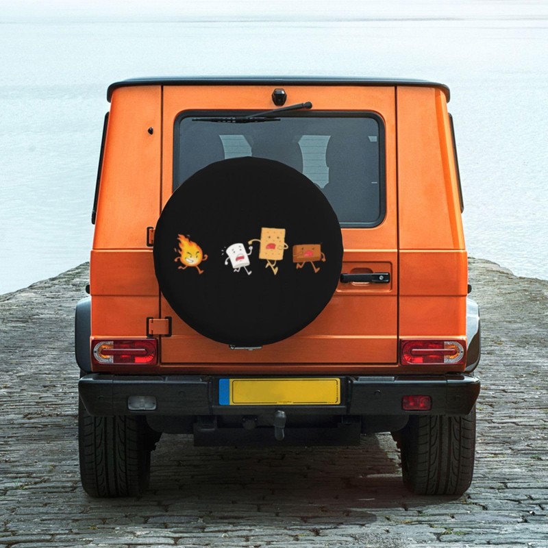 Spare Tire Cover with Marshmallow Campfire Pattern Wheel Protectors Weatherproof