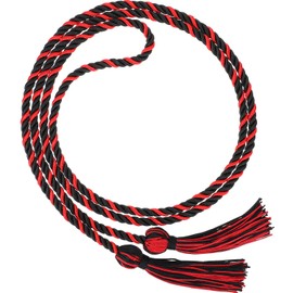TecUnite Graduation Cords Honor 2025 Polyester Yarn Decorative Garland Twist Ties with Tassels for Bachelor Gown Graduation(Black with Red)
