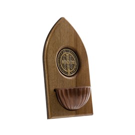 Intercession Wooden Holy Water Font - St Benedict