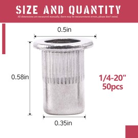 Hilitchi SAE Stainless Steel Rivet Nuts Threaded Insert Rivnuts (1/4-20“-(50PCS))