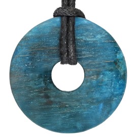 Lebensquelle Plus Apatite Gemstone Doughnut Diameter 30 mm + Cotton Cord Gemstone Pendant Genuine Healing Stone Necklace with Ribbon, Gemstone, Quartz