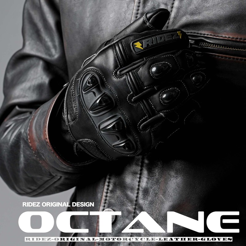 RIDEZ RLG11 Motorcycle Gloves, All Seasons, Leather Gloves, Protector, Spring,