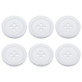 Pack of 6 White Sew on 20mm Round Buttons Flat 4 Holes 32L 32 Ligne