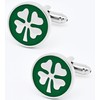 Jonwo Round Four Leaf Clover Pattern Cufflinks for Men Lady
