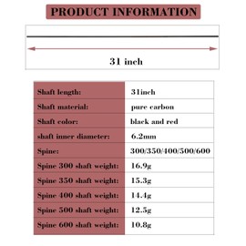 TOPARCHERY Arrow Shafts Pure Carbon Shafts 31 Inch Arrow Tube Spine 300 350 400 500 600 for DIY Hunting Arrows Recurve Bow Compound Bow 12Pcs (Spine:600)
